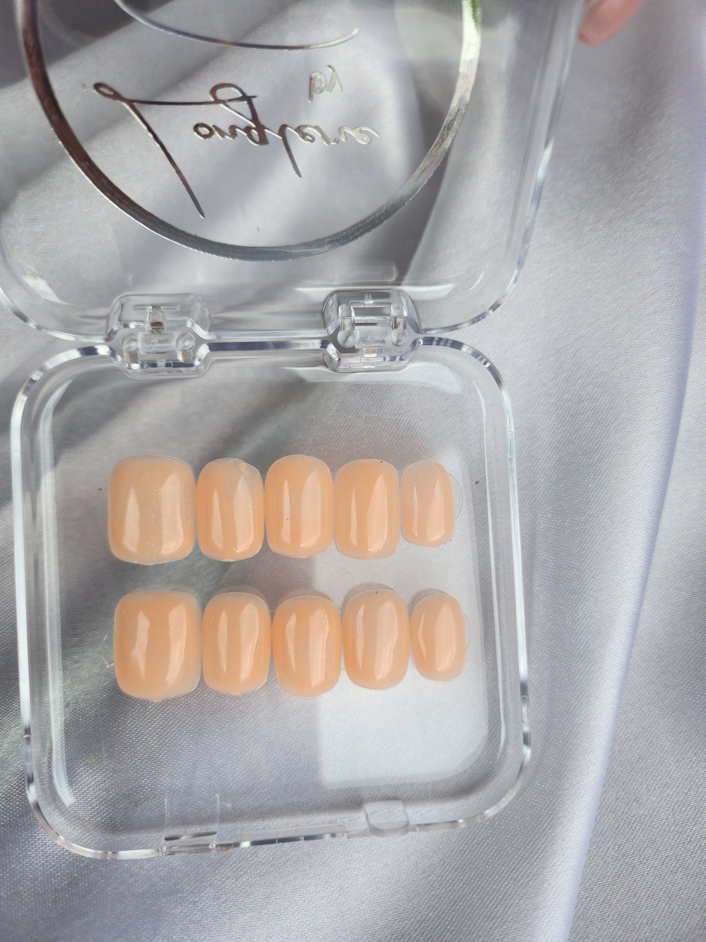 Faux ongles pêche doux effet naturel – pose rapide – by SIAN'AILS ROANNE
